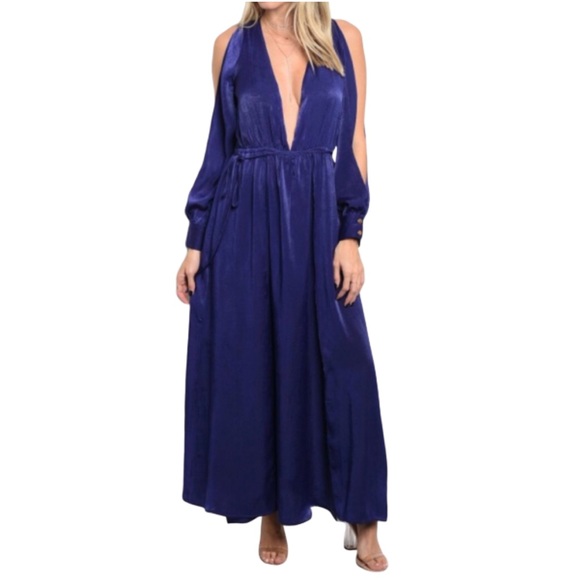 Available by Angela Fashion Pants - REDUCED💰 Navy Maxi V-Neck Romper Dress